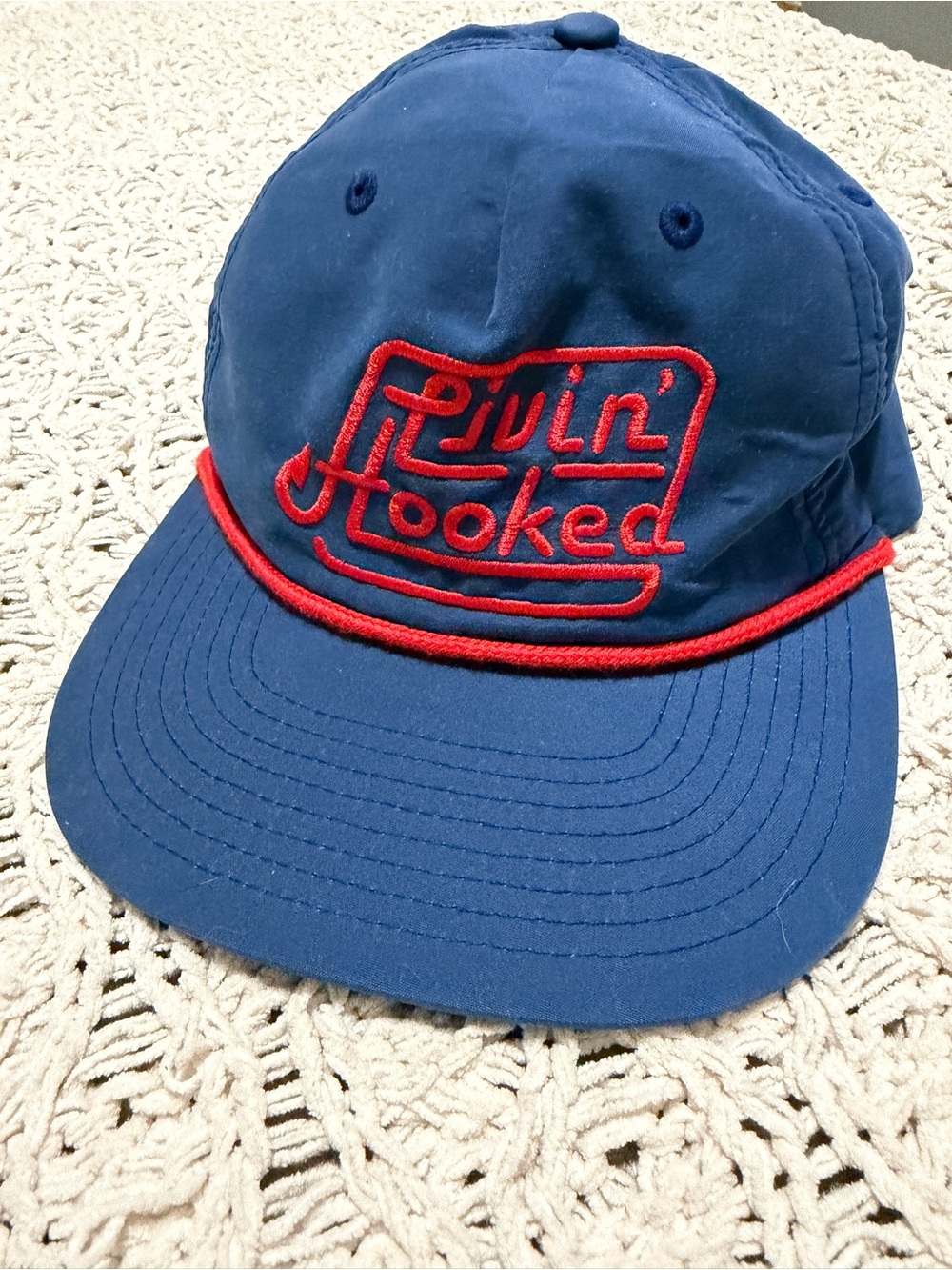 Navy Blue Rope-Trim Baseball Cap